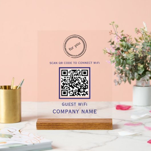 Wifi QRコードパスワードとネットワーク名ホワイト アクリルサイン (ウェディング)