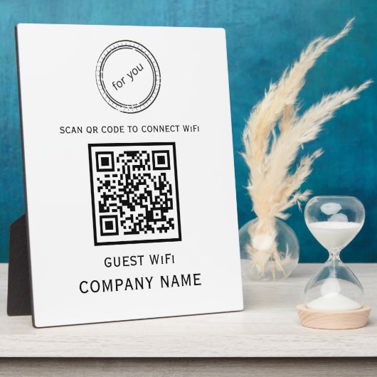 Wifi QRコードパスワードとネットワーク名ホワイト フォトプラーク (側面)