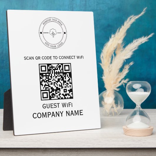 Wifi QRコードパスワードとネットワーク名ホワイト フォトプラーク (側面)