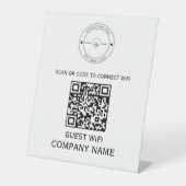 Wifi QRコードパスワードとネットワーク名ホワイト 台座サイン (正面)