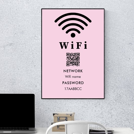 Wifi QRコードパスワード |スキャンしてピンクに接続 ポスター