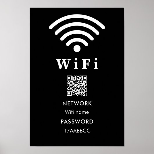 Wifi QRコードパスワード |スキャンして黒に接続 ポスター (正面)