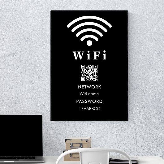 Wifi QRコードパスワード |スキャンして黒に接続 ポスター