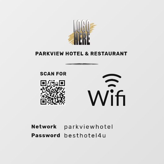 Wifi QRコードビジネスロゴウィンドウの固定 ウィンドウサイン (シート)