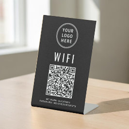 Wifi QRコードロゴ ブラック スキャンで接続 台座サイン