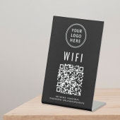 Wifi QRコードロゴ ブラック スキャンで接続 台座サイン