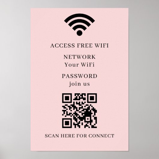 WiFi QRコード接続ネットワークポスター印刷 ポスター (正面)