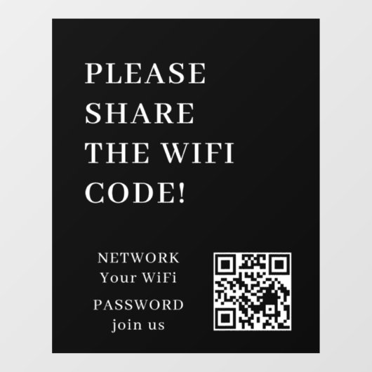 WiFi QRコード接続 ネットワーク 窓ステッカー (シート)