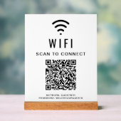 Wifi QRコード スキャンで接続 ホワイト アクリルサイン (ニュートラル)