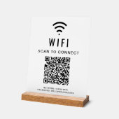 Wifi QRコード スキャンで接続 ホワイト アクリルサイン (傾斜)
