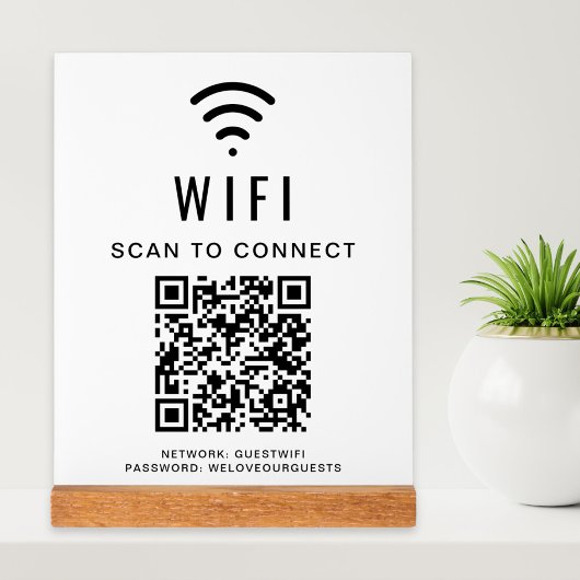 Wifi QRコード スキャンで接続 ホワイト アクリルサイン