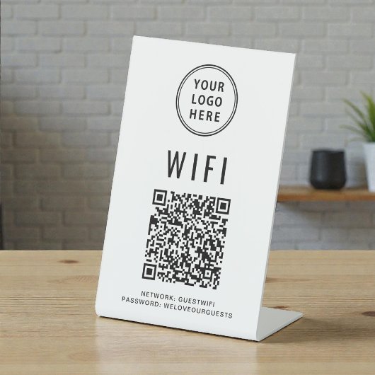 Wifi QRコード ビジネスロゴ スキャンで接続 台座サイン