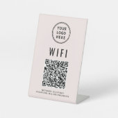 Wifi QRコード ビジネスロゴ スキャン ピンク 台座サイン (正面)