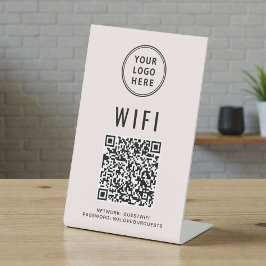 Wifi QRコード ビジネスロゴ スキャン ピンク 台座サイン