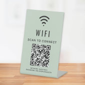 Wifi QRコード Sage Green スキャンで接続 台座サイン