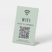 Wifi QRコード Sage Green スキャンで接続 台座サイン (正面)