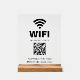 WiFi QR Code White Acrylic Sign アクリルサイン