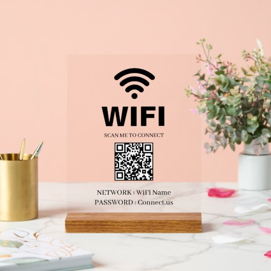 WiFi QR Code White Acrylic Sign アクリルサイン (ウェディング)