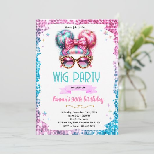 Wig party invitation  招待状 (スタンド正面)