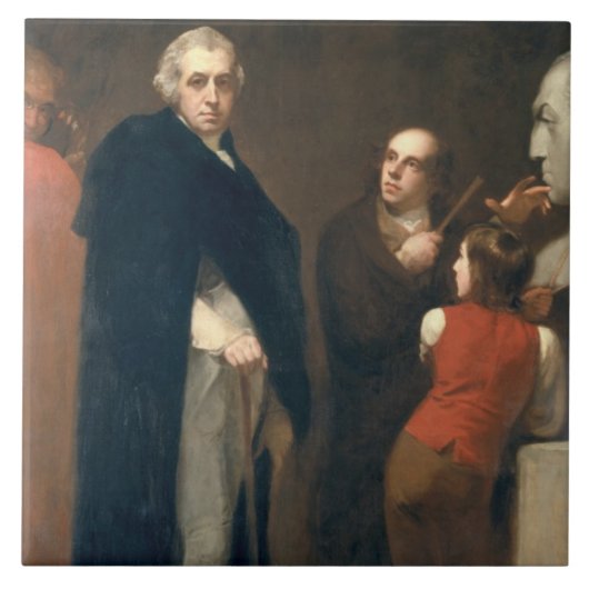 Wilの彼のバストを模倣しているジョンFlaxman (1755-1826年) タイル (正面)