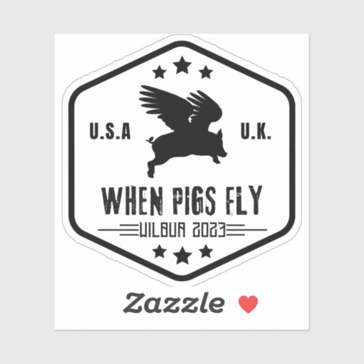 Wilbur Pig: When Pigs Fly 3"ステッカー シール (シート)