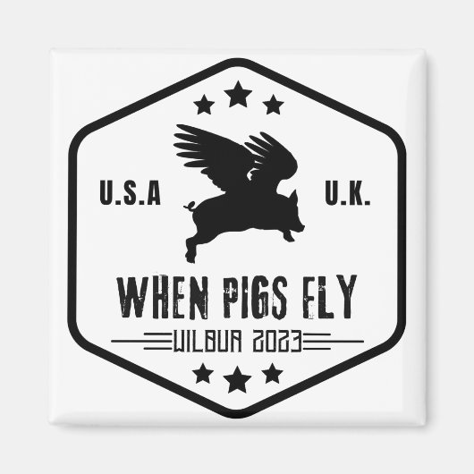 Wilbur Pig: When Pigs Fly 3"ステッカー マグネット (正面)