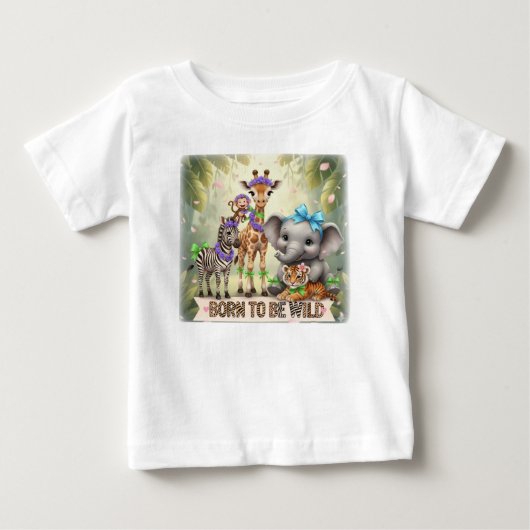 Wildに生きる - ジャングルの赤ちゃんたち - ベビーTシャツ (正面)