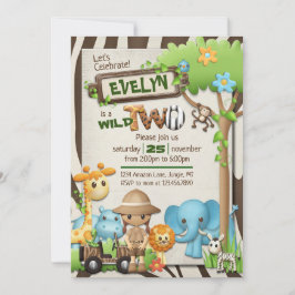 Wild 1st, 2nd and 3rd Birthday Girl 招待状