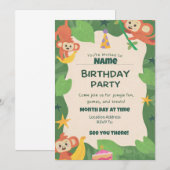 Wild About Monkeys Birthday Invitations 招待状 (正面/裏面)