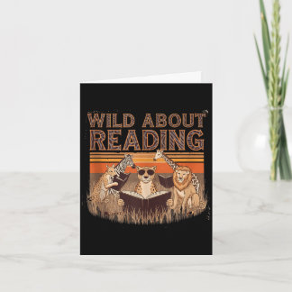 Wild about reading books reader lover librarian カード
