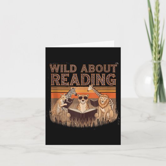 Wild about reading books reader lover librarian カード (正面)
