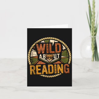 Wild about reading books reader lover librarian カード