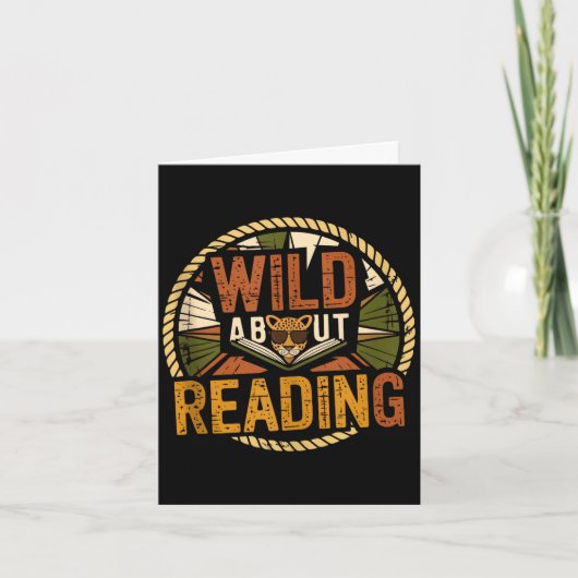 Wild about reading books reader lover librarian カード (正面)