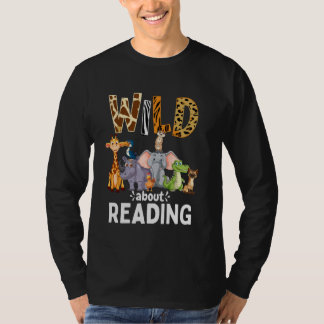 Wild About Reading, Reading Books And Bookworm Lib Tシャツ