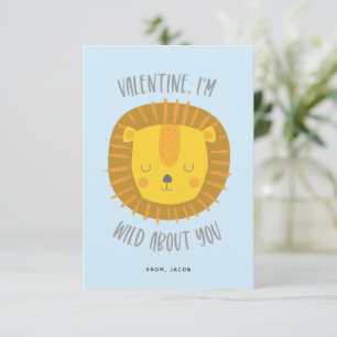 Wild about you Valentine Card Blue 招待状