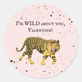 Wild About You Valentine Tiger Kids Classroom ラウンドシール