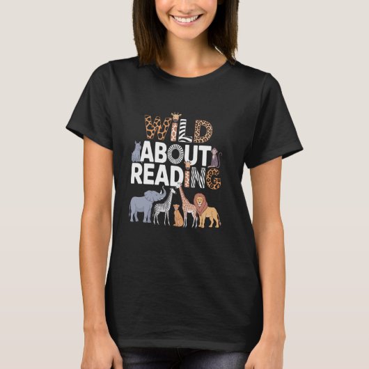 Wild About's 読 Books Reader Lover Bookworm Lib Tシャツ (正面)