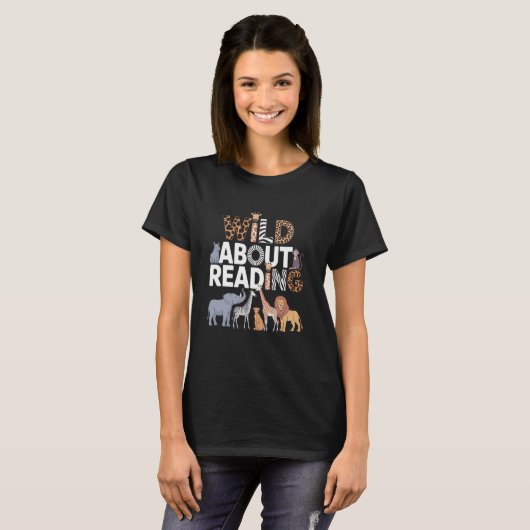 Wild About's 読 Books Reader Lover Bookworm Lib Tシャツ (正面フル)
