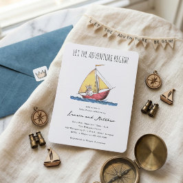 Wild Adventure Baby Shower Sailboat 招待状