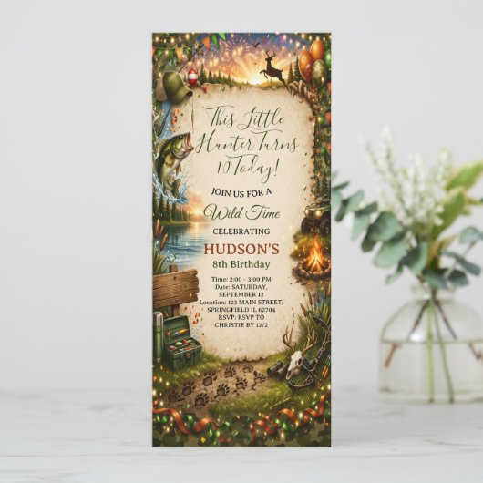 Wild Adventure Hunter & Fisherman Boy's Birthday  招待状 (スタンド正面)