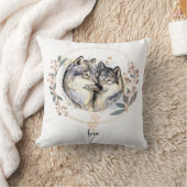 Wild Affection – Wolves in Love Illustration クッション (ブランケット)