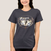 Wild Affection – Wolves in Love Illustration トライブレンドＴシャツ (正面)
