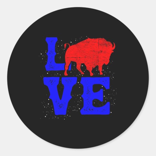 Wild American Bison Lover Valentines Day Love Buff ラウンドシール (正面)