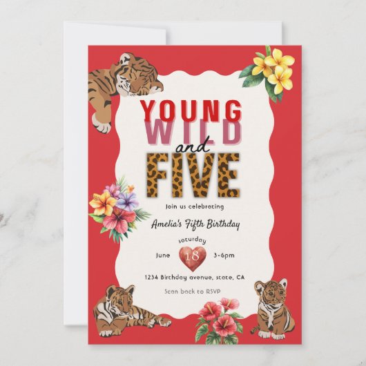 Wild and Five Tiger Cub Jungle Party 招待状 (正面)