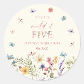 Wild and Five Wildflower 5th Birthday Party ラウンドシール (正面)