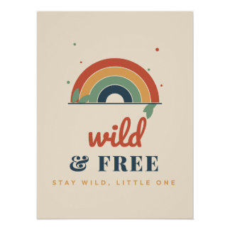 Wild And Free Boho レインボー 新生児部屋 子供部屋 壁紙 ポスター