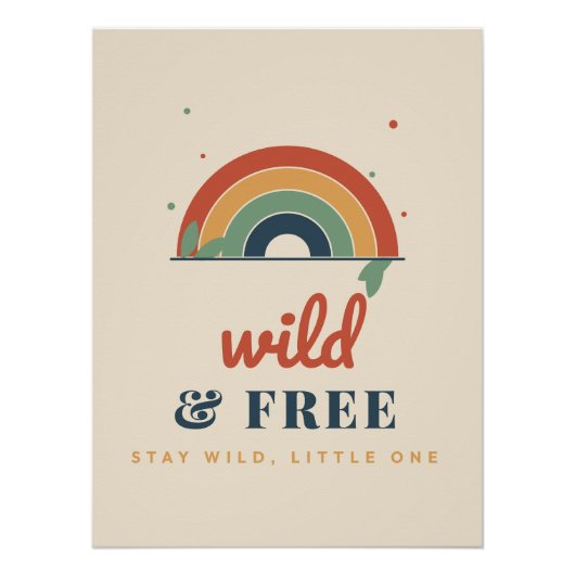 Wild And Free Boho レインボー 新生児部屋 子供部屋 壁紙 ポスター (正面)