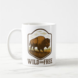 Wild and Free Vintage Bison Artwork コーヒーマグカップ