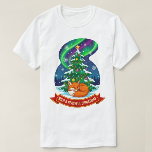 Wild and Peaceful Christmas Fox Design Tシャツ (デザイン正面)