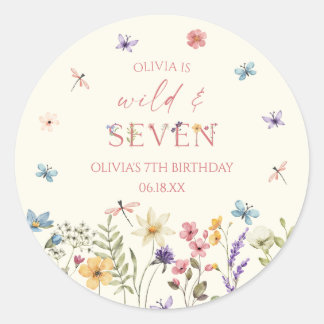 Wild and Seven Wildflower 7th Birthday Party ラウンドシール